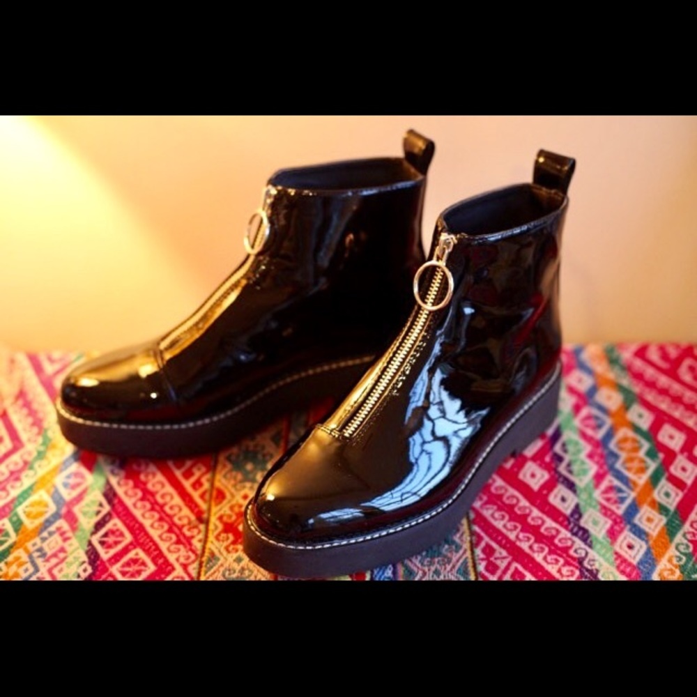 Zara faux patent leather boots.